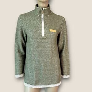 Jadelynn Brooke 1/4 Zip Pullover Sweater Waffle Knit Boyfriend Womens S Green